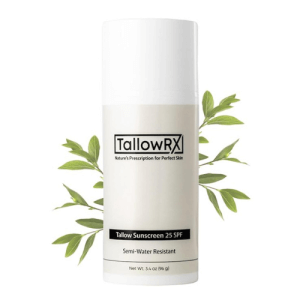 Tallow Sunscreen SPF 25 with Non Nano Zinc Oxide – Natural Mineral Sun Protection with Red Raspberry, Coconut Oil & Vit E – Reef Safe, Non Toxic & Moisturizing Sunblock for Face & Body – 3.4 oz