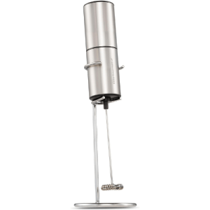 Elite Gourmet EMF9SS Cordless, Battery Operated, Milk Frother, Power Button, Food Grade Stainless Steel Whisk, Vertical Stand, Lattes, Cappuccinos, Matcha, Hot Chocolate, Iced Coffee, Stainless Steel