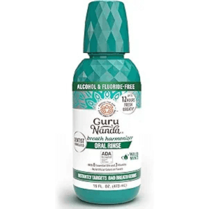 GuruNanda Fresh Breath Mouthwash, ADA-Accepted, Alcohol & Fluoride-Free, Sodium Chlorite, Essential Oils & Vitamins, 12-Hrs Fresh Breath, Wild Mint, 16 oz