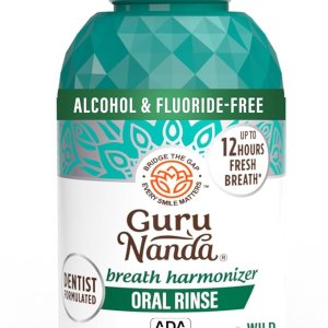 GuruNanda Fresh Breath Mouthwash, ADA-Accepted, Alcohol & Fluoride-Free, Sodium Chlorite, Essential Oils & Vitamins, 12-Hrs Fresh Breath, Wild Mint, 16 oz