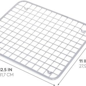 iDesign Metal Kitchen Sink Protector Grid for Kitchen, Bathroom, Basement, Garage, The Gia Collection - 12.75" x 11", Polished Stainless Steel