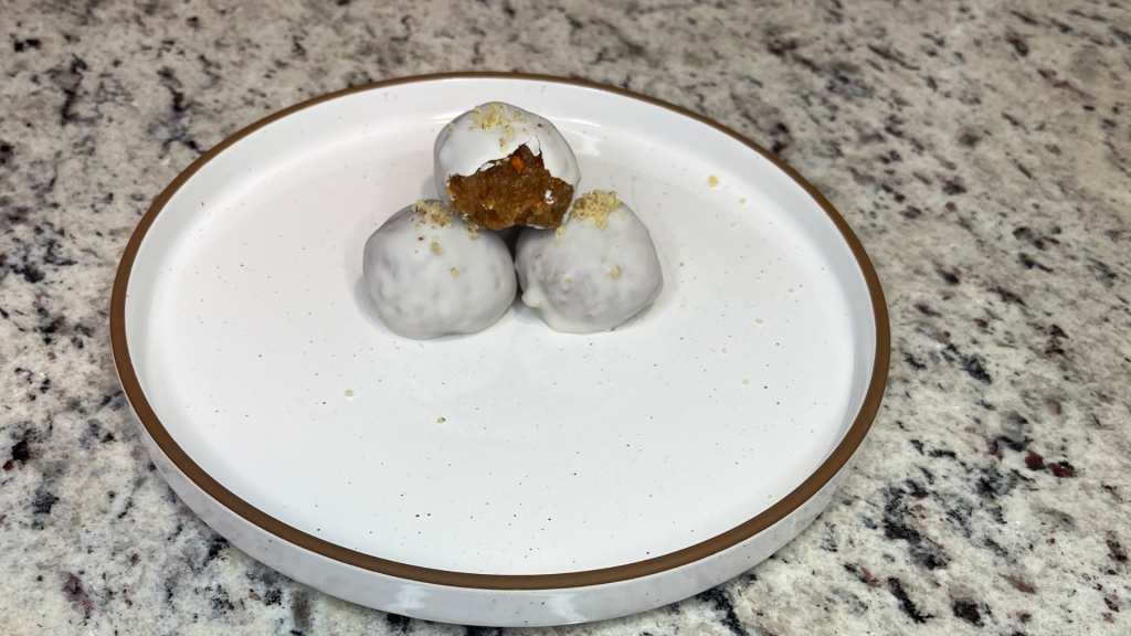 Carrot Cake Cookie Dough Protein Bites