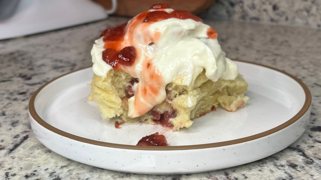 Sourdough Discard Jumbo Strawberry Cheesecake Sweet Rolls