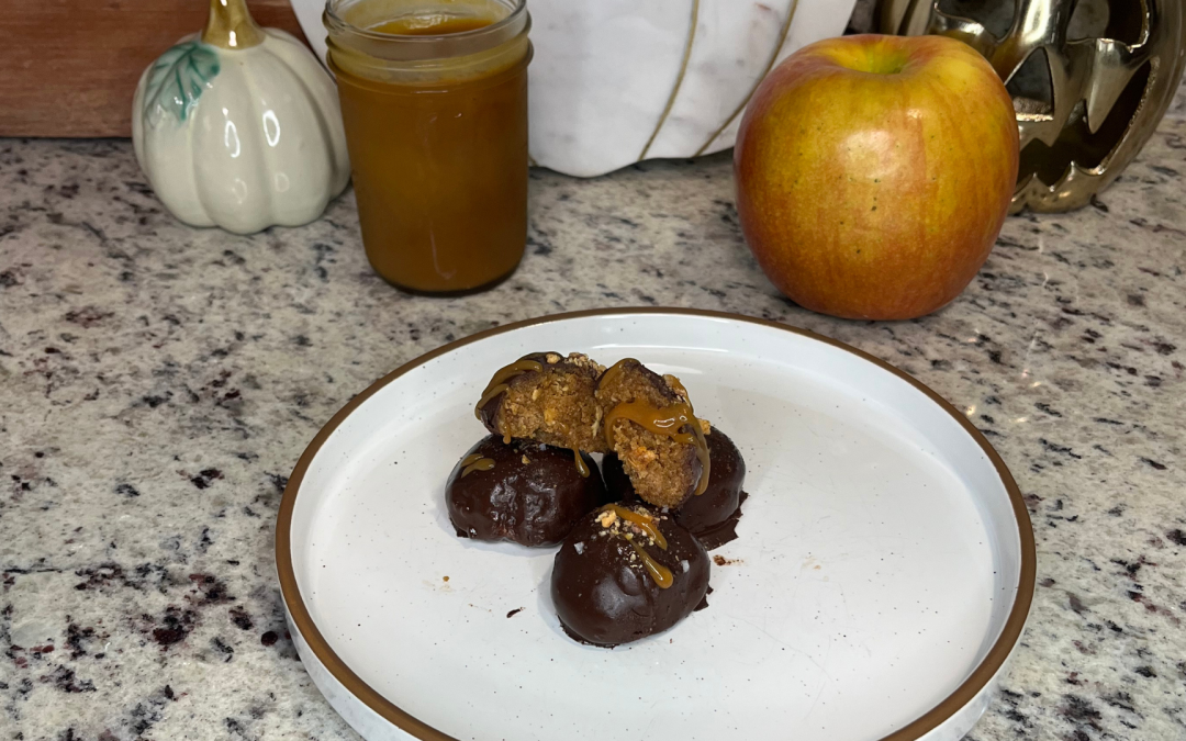 Caramel Apple Chocolate Protein Bites